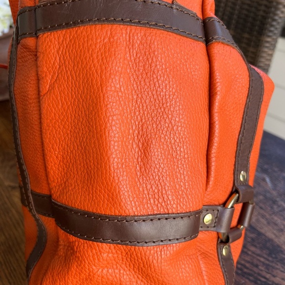 Marco Buggiani orange & brown pebble leather handbag purse satchel - Picture 9 of 15